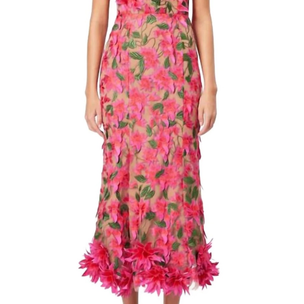 Floral Pink and Green Midi Dress